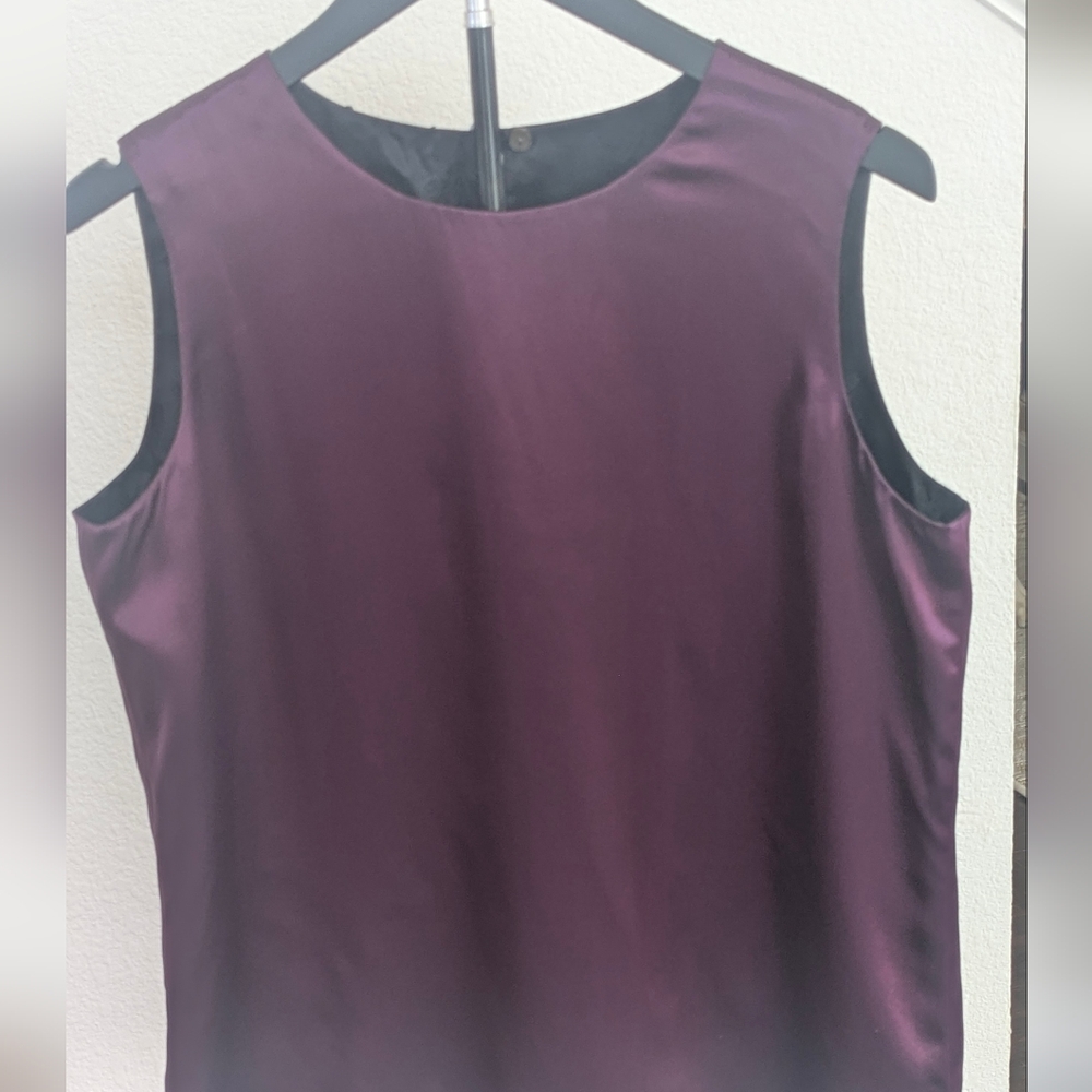 Talbots Plum Washed Silk Sleeveless Shell Top Size 10 NWT Lined Classic - Picture 7 of 11